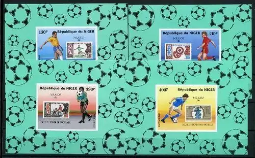 Niger Einzelb. 991-994 auf Block postfrisch Fußball WM 1986 #GB612