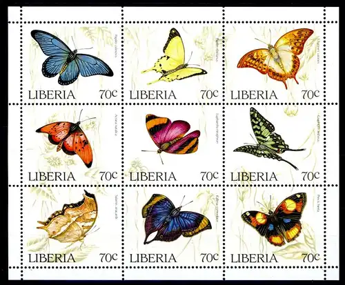 Liberia 1660-1668 postfrisch Schmetterlinge #GB737