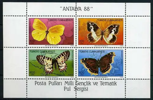 Türkei Block 26 postfrisch Schmetterlinge #GB747
