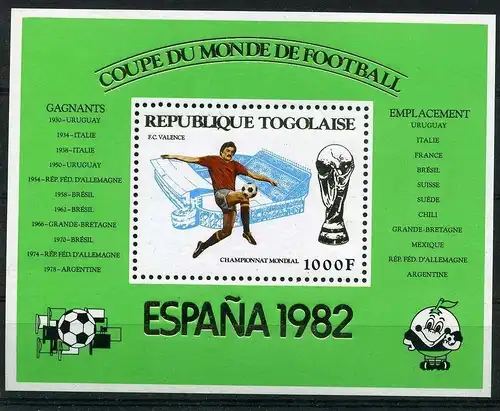 Togo Block 178 postfrisch Fußball #GB652