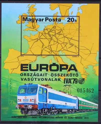 Ungarn Block 137 B postfrisch Eisenbahn #GD372