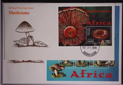 Sierra Leone 3711-3716 und Block 475 postfrisch als FDC / Pilze #GC235