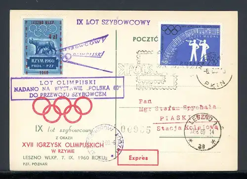 Polen 1170 mit Olympia-Vignette auf Karte Einzelfrankatur #2A057