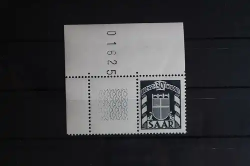 Saarland Dienstmarken 34 postfrisch Eckrand mit Bogennummer ungefaltet #FZ211