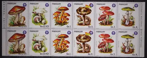 Paraguay 2xSechserstreifen 3835-3841 postfrisch Pilze #GC303