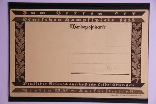 Werbekarte ungebraucht Deutsche Kampfspiele 1922 Berlin #GF577