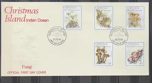 Weihnachts-Inseln 187-191 gestempelt als FDC / Pilze #GC414