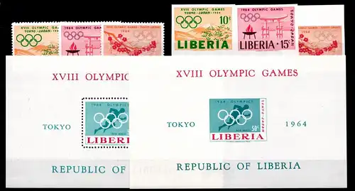 Liberia 623-625 A+B und Block 31 A+B postfrisch #GD083