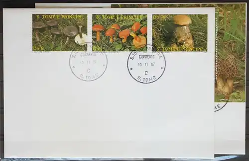 Sao Tome e Principe 1013-1015 und Block 173 gestempelt als FDC/ Pilze #GC059