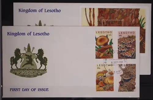 Lesotho 777-780 und Block 64 postfrisch als FDC / Pilze #GC229