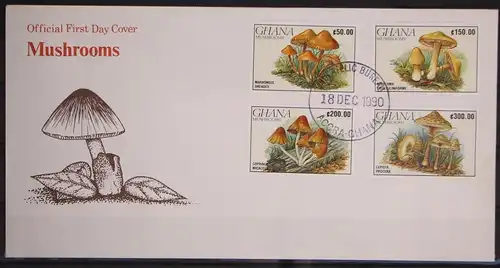 Ghana 1450 und 1453-1455 gestempelt als FDC / Pilze #GC104
