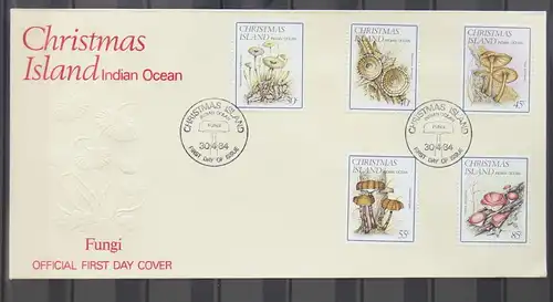 Weihnachts-Inseln 187-191 gestempelt als FDC / Pilze #GC412