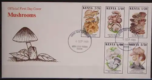Kenia 486-490 gestempelt als FDC / Pilze #GC110