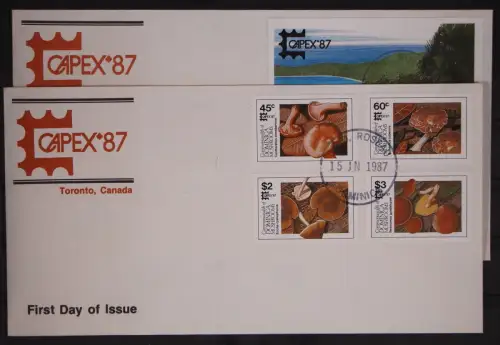 Dominica 1036-1039 und Block 120 gestempelt als FDC / Pilze #GC079