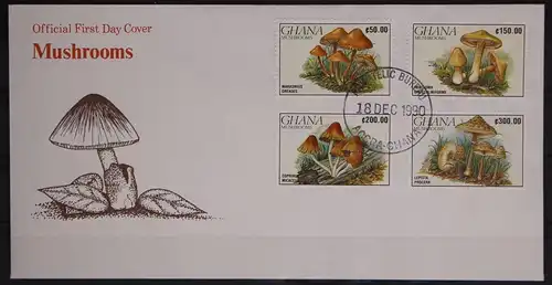 Ghana 1450 und 1453-1455 gestempelt als FDC / Pilze #GC089
