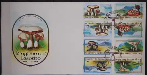 Kehrdruckpaare Lesotho 411-414 gestempelt als FDC / Pilze #GC129