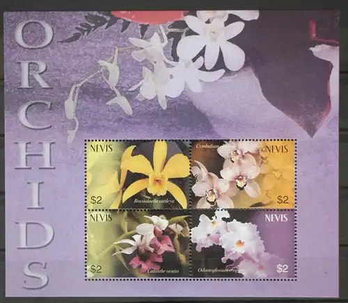 Nevis 1926-1929 postfrisch als Kleinbogen, Orchideen Blumen #GD775