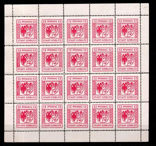Lokalsausgaben Görlitz 12y postfrisch als Kleinbogen, leicht angetrennt #FZ359
