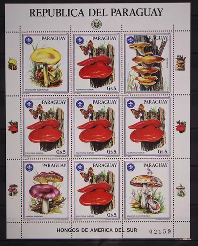 Paraguay Kleinbogen 3956 postfrisch Pilze #GC295