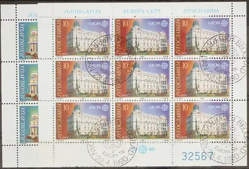 Jugoslawien 2414-2415 gestempelt als Kleinbogensatz, CEPT #GD545