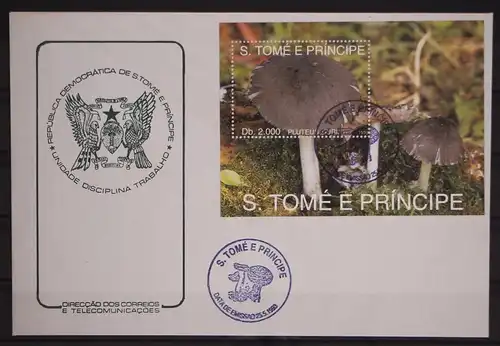 Sao Tome e Principe Block 296 gestempelt als FDC / Pilze #GC175