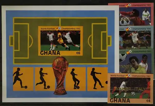 Ghana 968-971 und Block 99 postfrisch Fußball #GC465