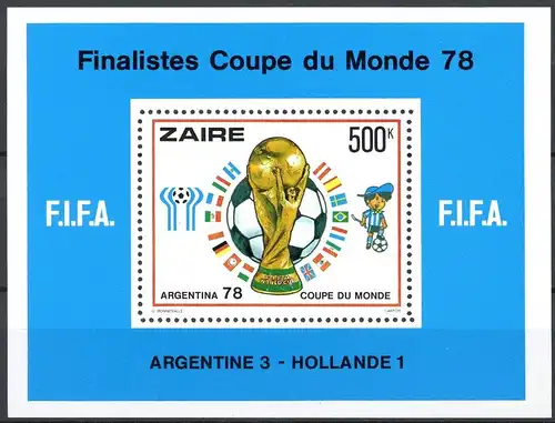 Kongo Zaire Block 19 postfrisch Fußball WM 1978 #GB666