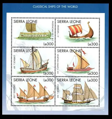 Sierra Leone 3025 -3030 postfrisch Kleinbogen Schifffahrt #GA772