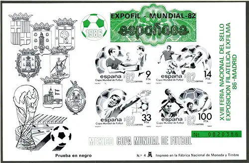 Spanien Schwarzdruck Block 25 postfrisch grüner Überdruck #GB635