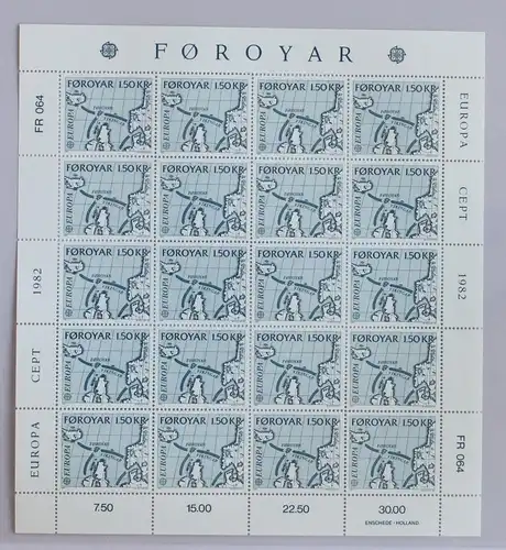 Färöer 70 postfrisch als Kleinbogenausgabe #GF409