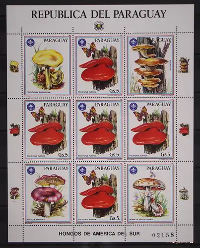 Paraguay Kleinbogen 3956 postfrisch Pilze #GC294