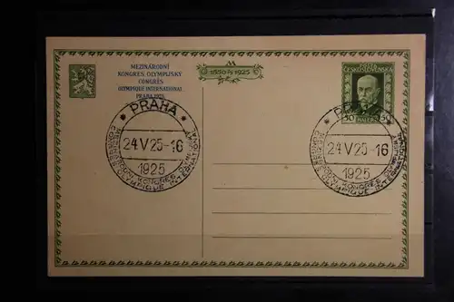 Tschechoslowakei Ganzsache, Druck blau, Olympischer Kongress 1925 #FZ418