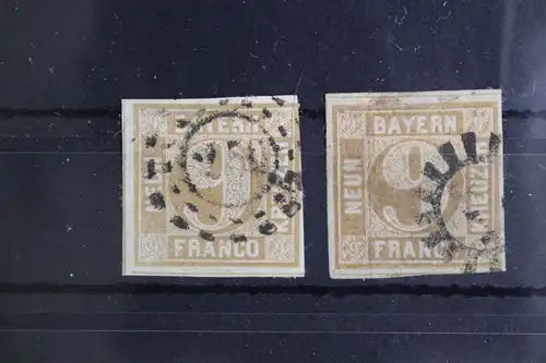 Bayern 11 (2x) gestempelt 1x rechts berührt, 1x breitrandig #GH890