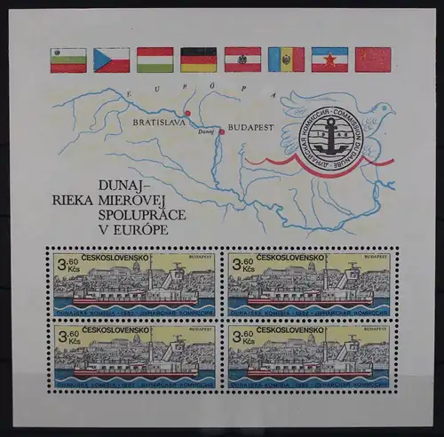 Tschechoslowakei Block 52 mit 2680 postfrisch Schifffahrt #GA507