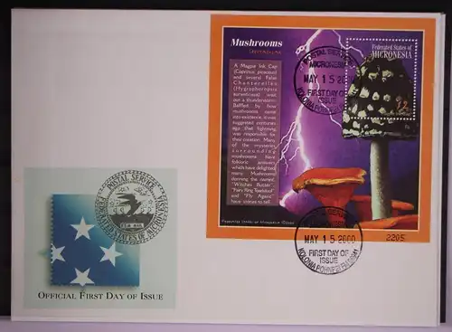 Mikronesien Klb. 1004-1015 und Block 66-67 postfrisch als FDC / Pilze #GC262