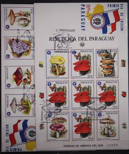 Paraguay 3950-3956 und Block 3956 postfrisch als FDC / Pilze #GC279