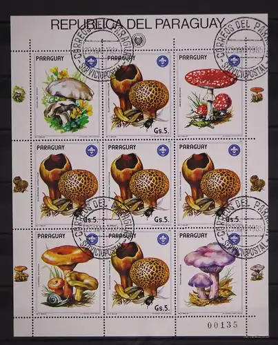 Paraguay Kleinbogen 3841 gestempelt Pilze #GC300