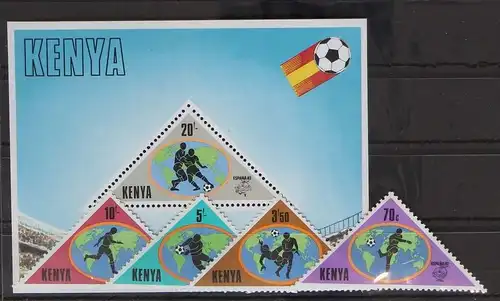 Kenia 222-225 und Block 18 postfrisch Fußball #GC501