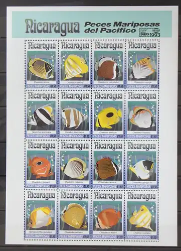 Nicaragua 3196-3211 postfrisch Fische #GC350