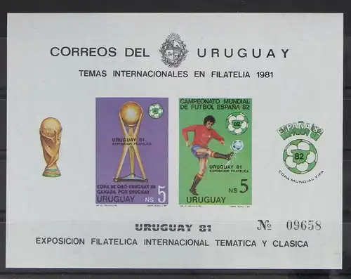 Uruguay Block 51 B postfrisch Fußball #GC523