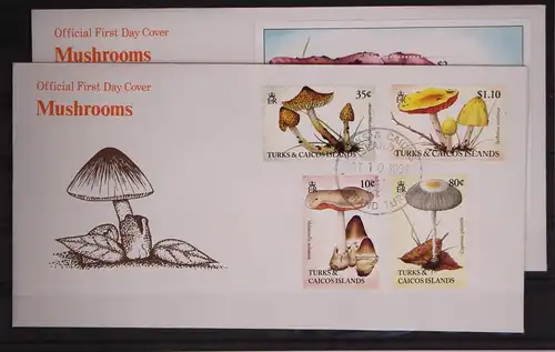Turks und Caicos 1156-1157, 1160-1161, Block 137 gestempelt als FDC Pilze #GC183