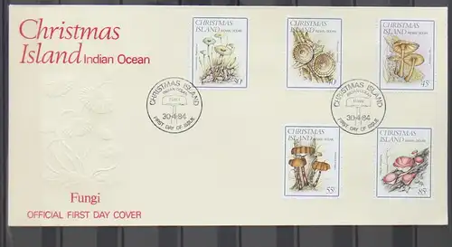 Weihnachts-Inseln 187-191 gestempelt als FDC / Pilze #GC413