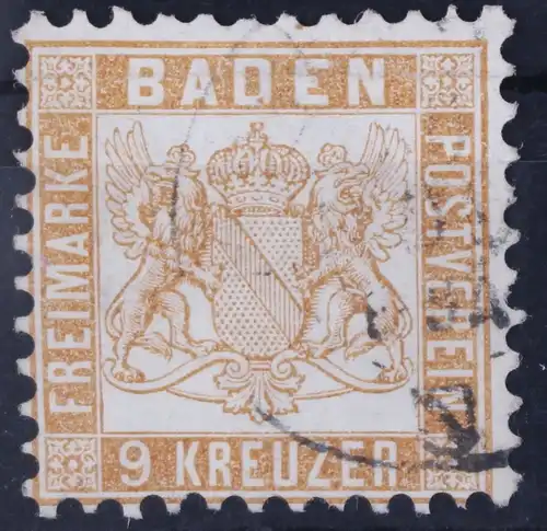 Baden 20 gestempelt gestempelt K2, etwas raue Zähnung #GA062