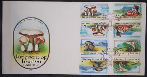 Kehrdruckpaare Lesotho 411-414 gestempelt als FDC / Pilze #GC130