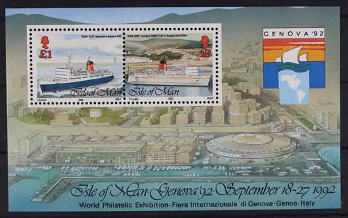 Großbritannien Isle of Man Block 18 mit 521-522 postfrisch Schifffahrt #GA807