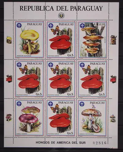 Paraguay Kleinbogen 3956 postfrisch Pilze #GC296