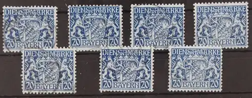 Bayern Dienstmarken 20 (7x) gestempelt Lot 20 (7x) #GA193