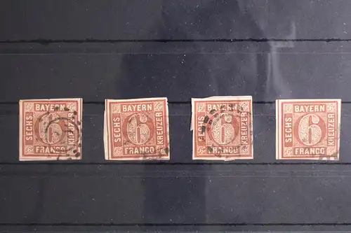 Bayern 4 Typ II (4x) gestempelt alle breitrandig #GH723