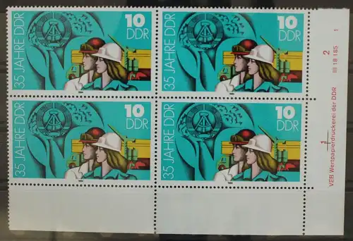 DDR 2898 postfrisch als Viererblock mit Eckrand #GF349
