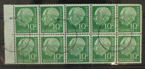 BRD H-Blatt 10 d gestempelt teils Zahnfehler, unten links etwas eingeri. #GF891